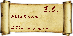 Bubla Orsolya névjegykártya